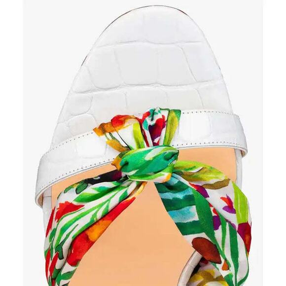 Christian Louboutin Ruban 100 White Croc Satin Ankle Strap Sandal Heel Pump 37 - Picture 6 of 9